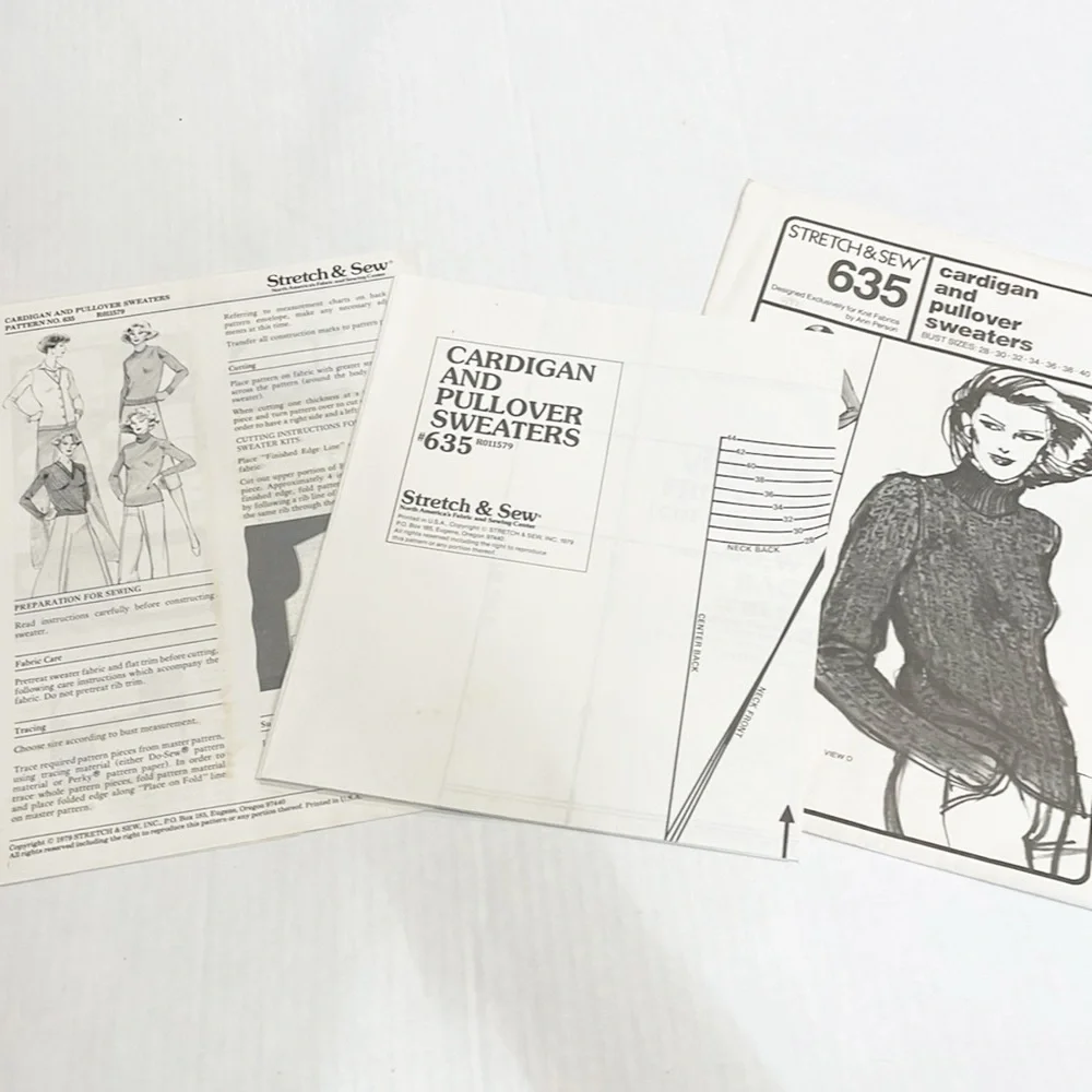 Stretch Sew Sewing Pattern Ann Person 635 Cardigan & Sweater Vintage 79 Uncut FF